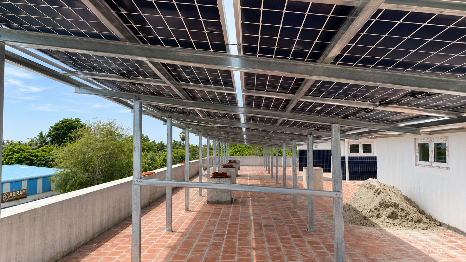 SOLBE Premium Elevated Agrivoltaic Solar Farmland structure in Coimbatore
